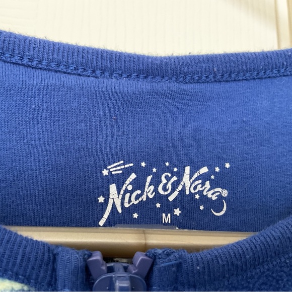NICK & NORA  Pajamas Fleece Blue Night Stars Footie Zip Up M - Picture 5 of 5